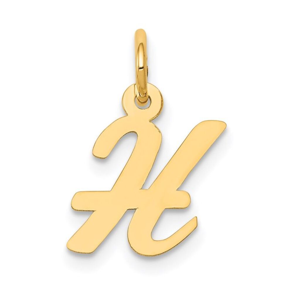 Kazi Luxury 14k Yellow Gold Small Script Letter H… - image 1